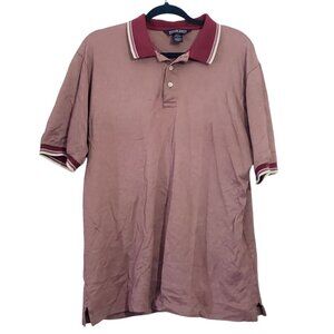 Lands End Mens Red Short Sleeve Polo Golf Shirt Size L Athleisure Career Casual‎